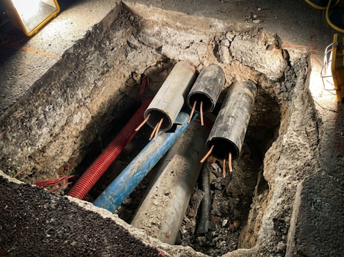 Emergency repair work on commercial property showing cost of reactive maintenance versus preventive scanning