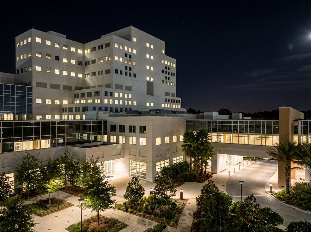 Mayo Clinic Jacksonville campus aerial view showing multiple medical buildings
