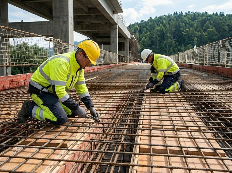 Bridge construction site requiring rebar detection