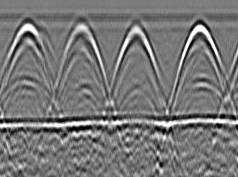 GPR scan results showing subsurface concrete imaging